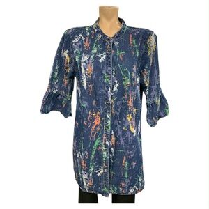 Gabby Isabella Multicolor Abstract Long Sleeve Top Size L